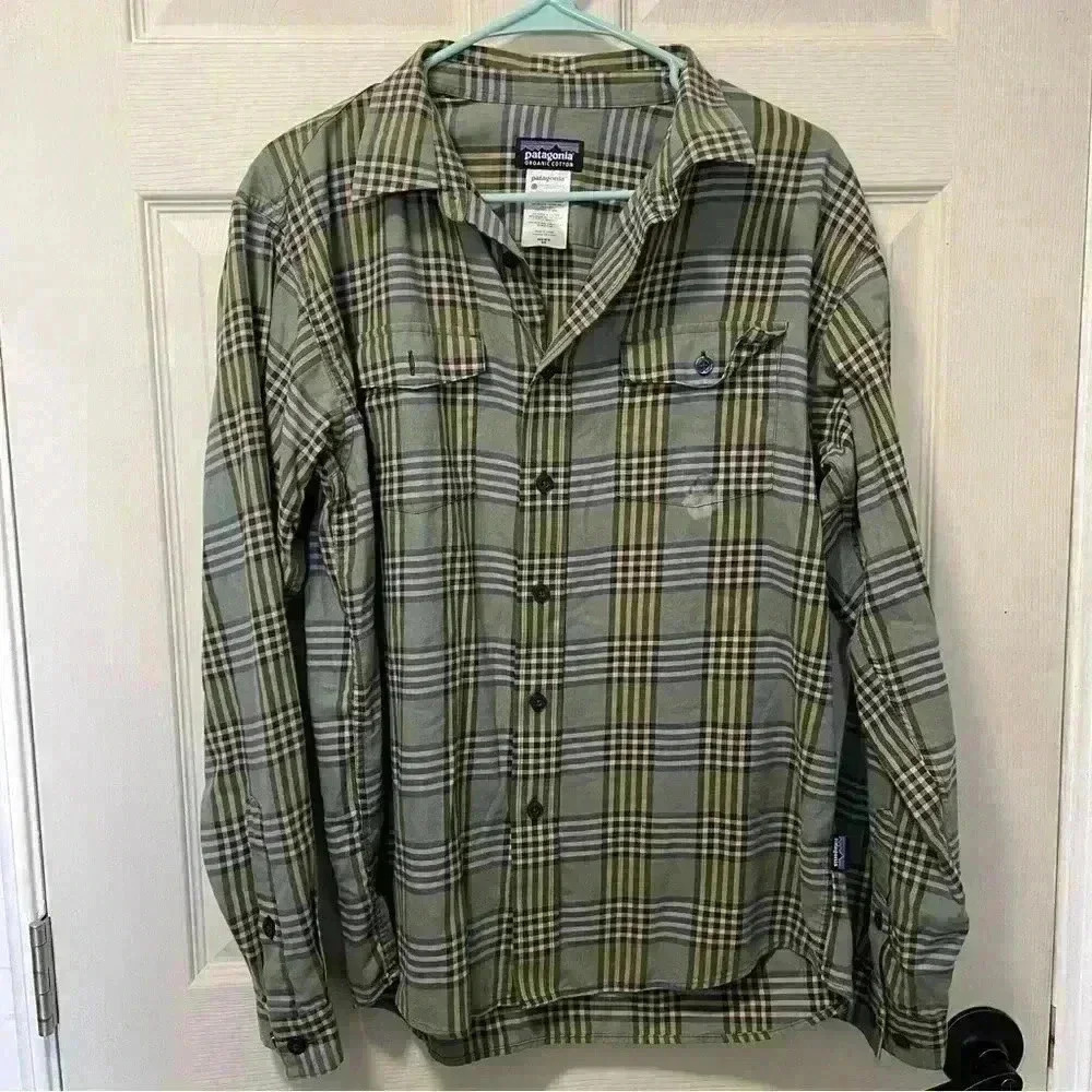 Patagonia Mens Organic Cotton Button Down Shirt Green Sz M